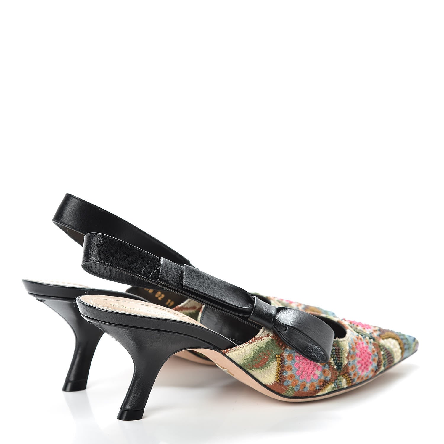 Christian Dior Embroidered Calfskin Beaded Sweet D Sling-Back Pumps 38.5 Cypress 4 of 9