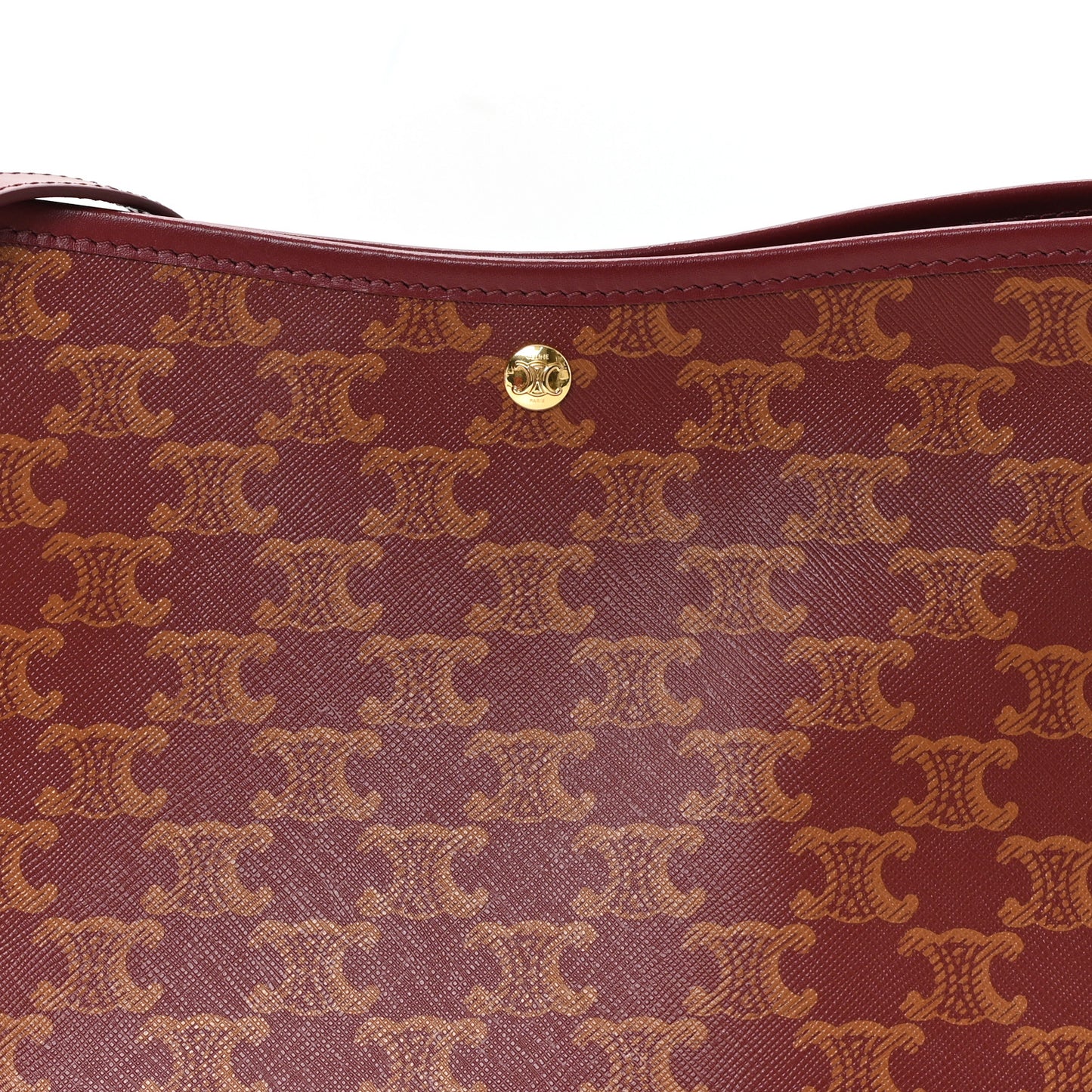 Triomphe Canvas Calfskin Soft Shopper Tote Burgundy Tan