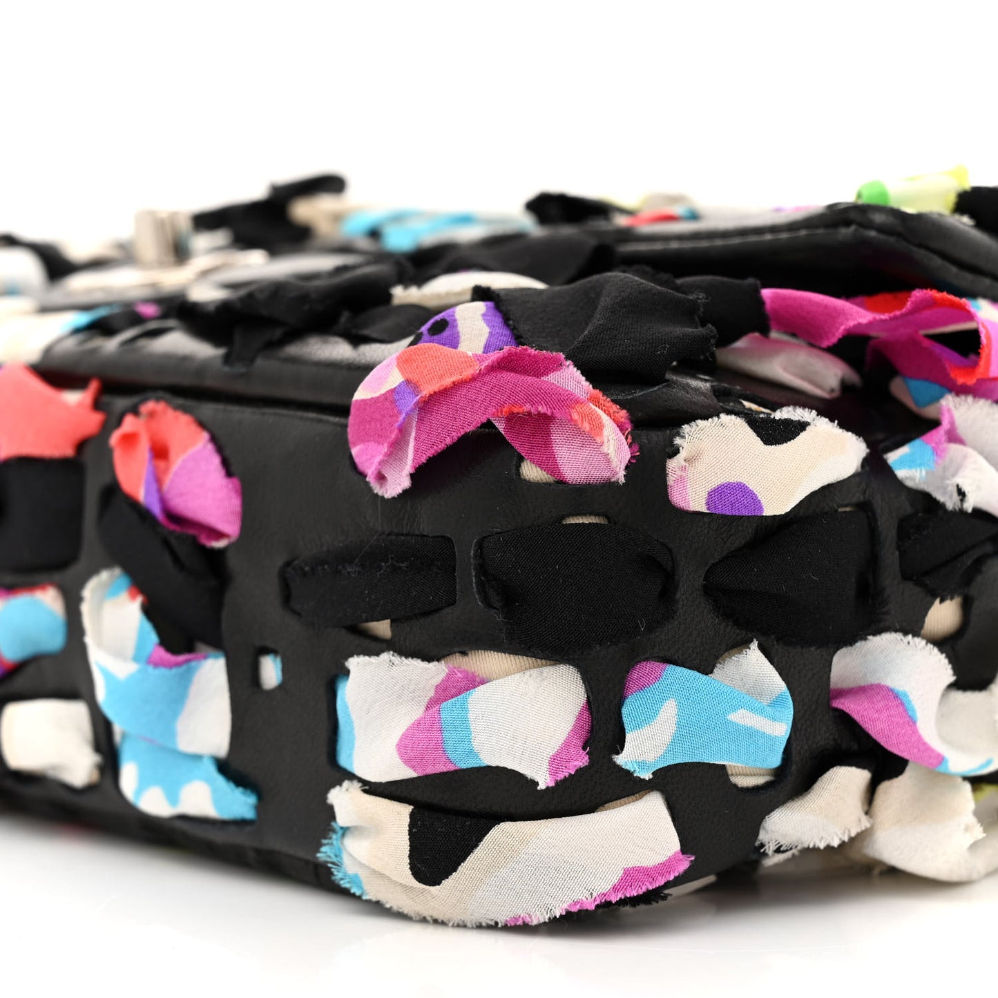 Silk Lambskin Ribbon Classic Flap Bag Turquoise Multicolor