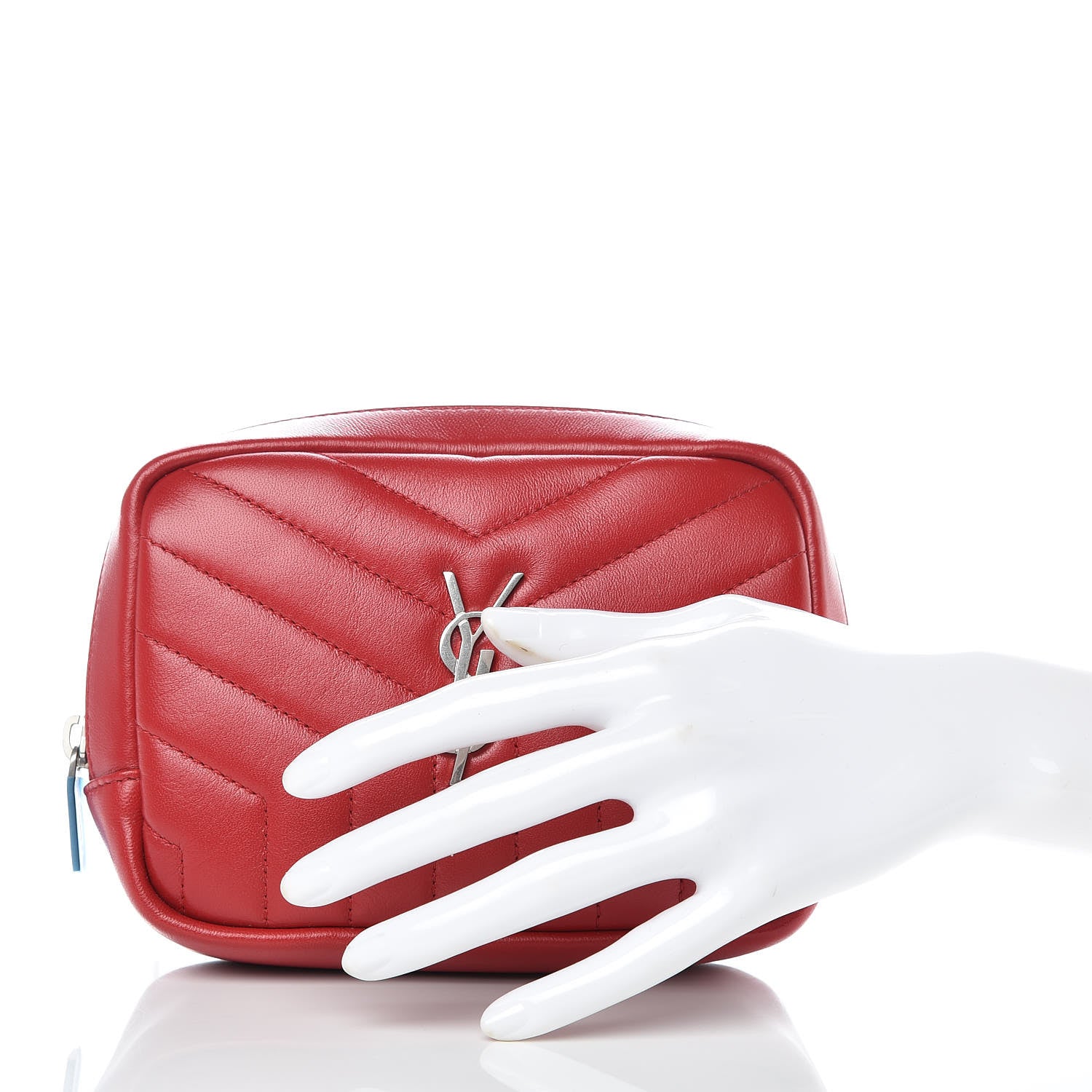 Saint Laurent Lambskin Y Quilted Monogram Loulou Cosmetic Case Rouge Orient 2 of 9