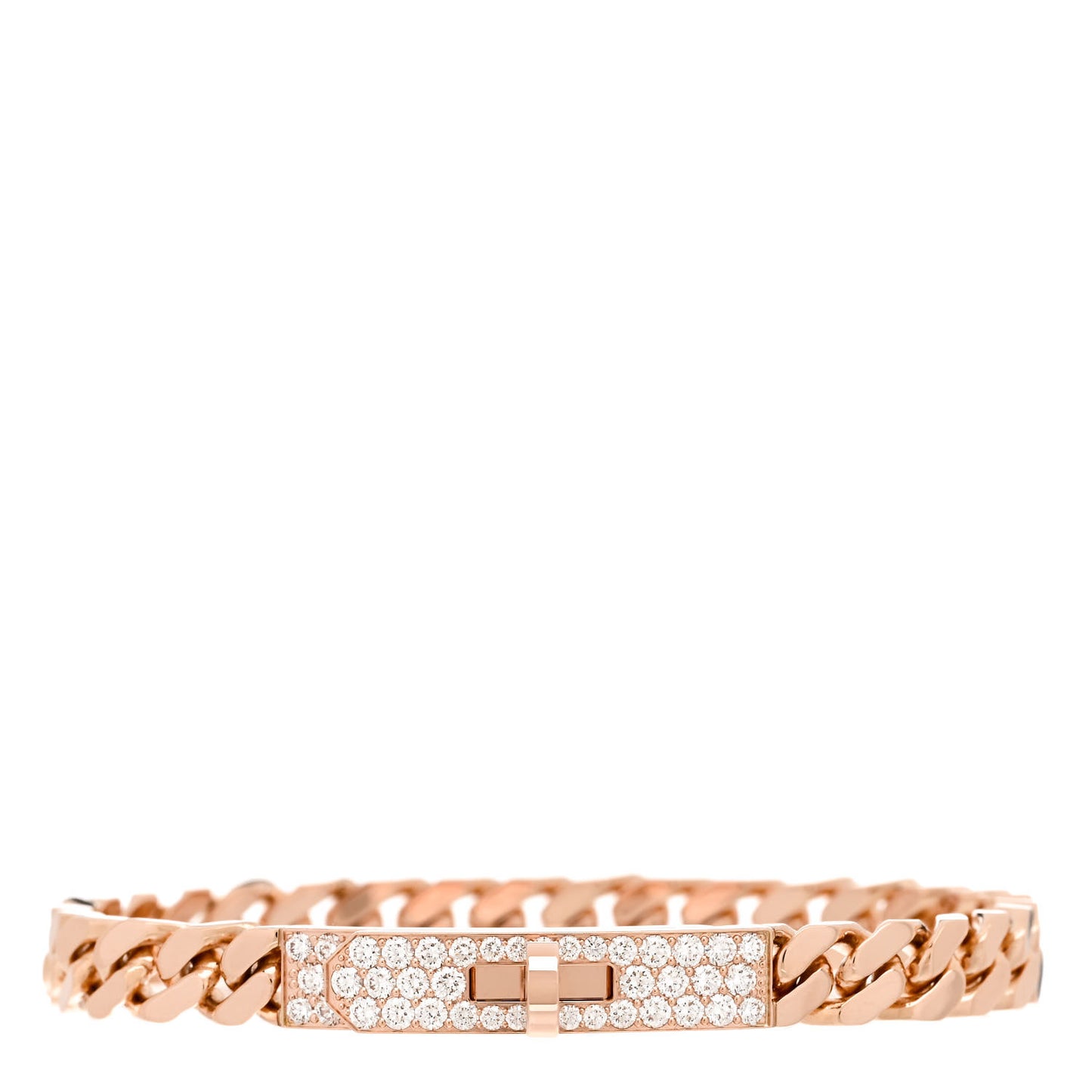 18K Rose Gold Diamond PM Kelly Gourmette Bracelet ST