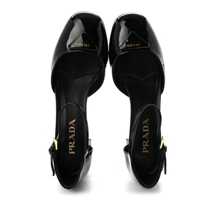 Prada Vernice Triangle Round Toe 35mm Pumps 39 Black 2 of 8