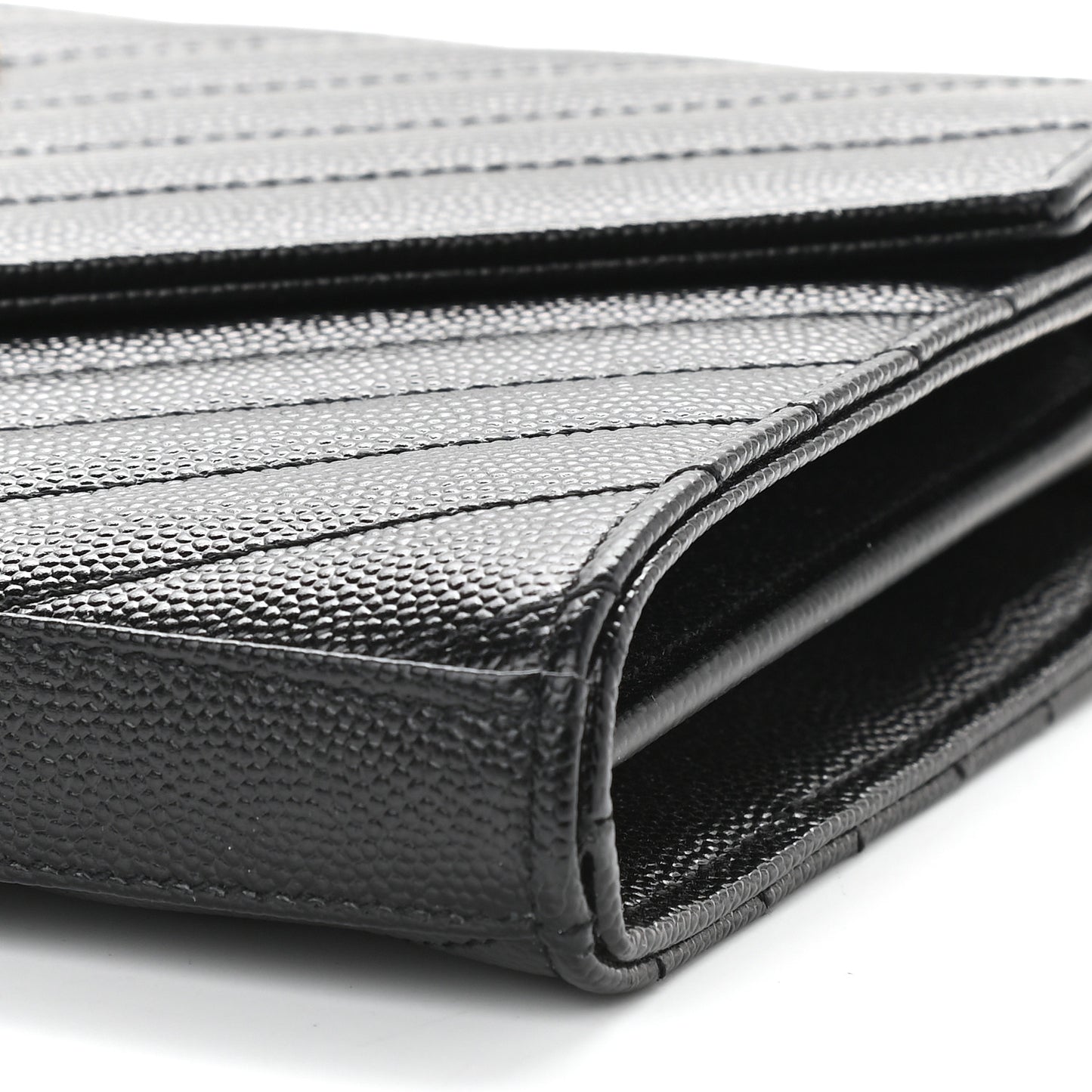 Grain De Poudre Matelasse Chevron Monogram Chain Wallet Black