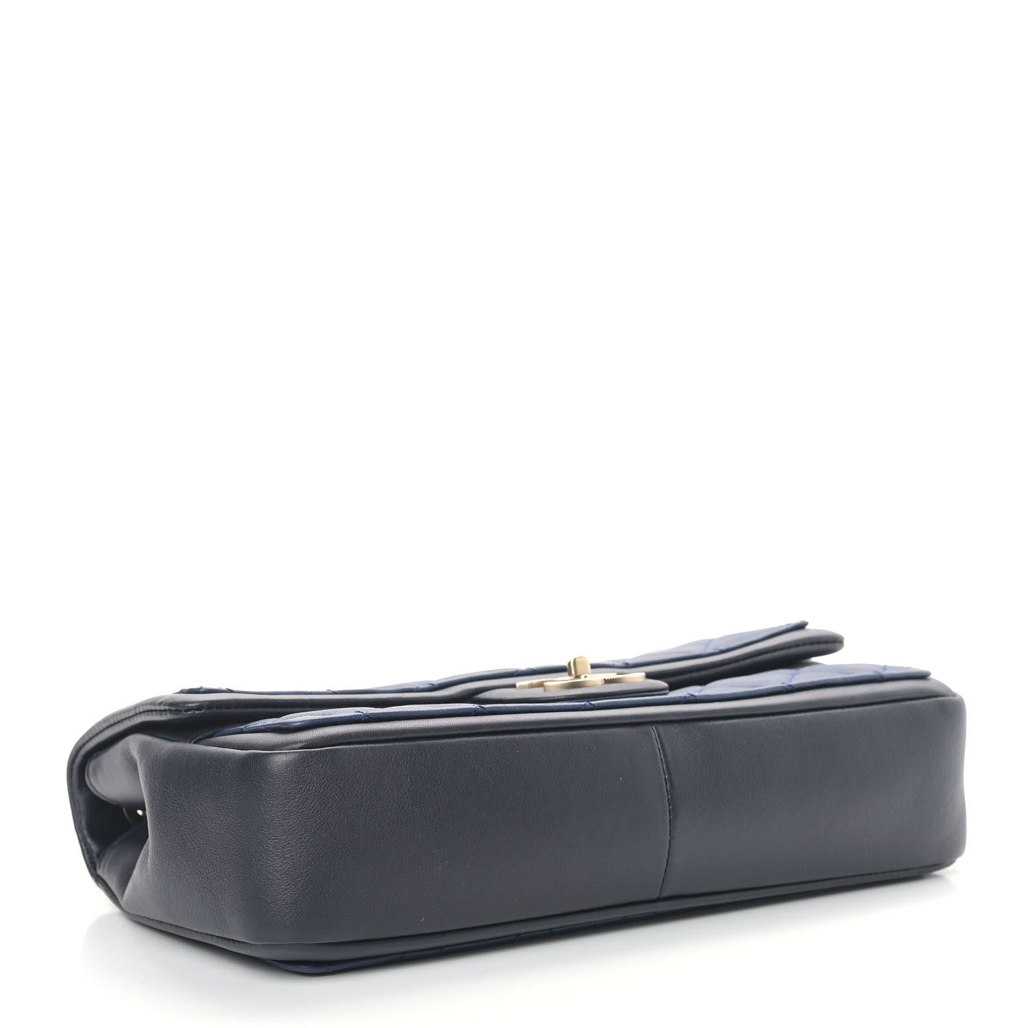 Chanel Lambskin Quilted Medium Graphic Flap Navy Black 4 of 12