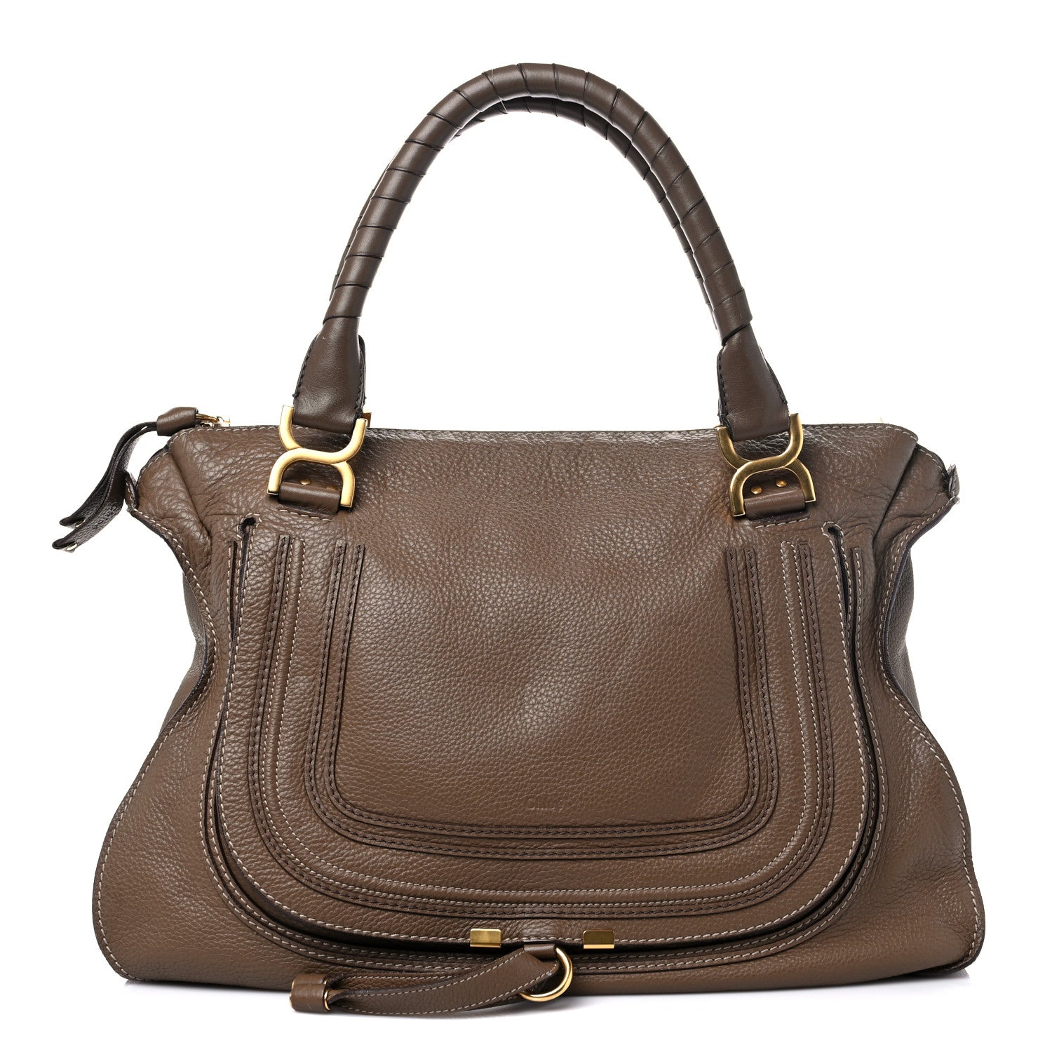 Chloe Calfskin Large Marcie Satchel Barbour Khaki 1 of 15