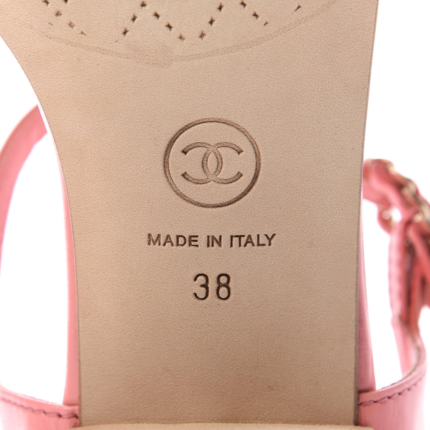 Chanel Goatskin CC Chain Thong Sandals 38 Pink 8 of 9