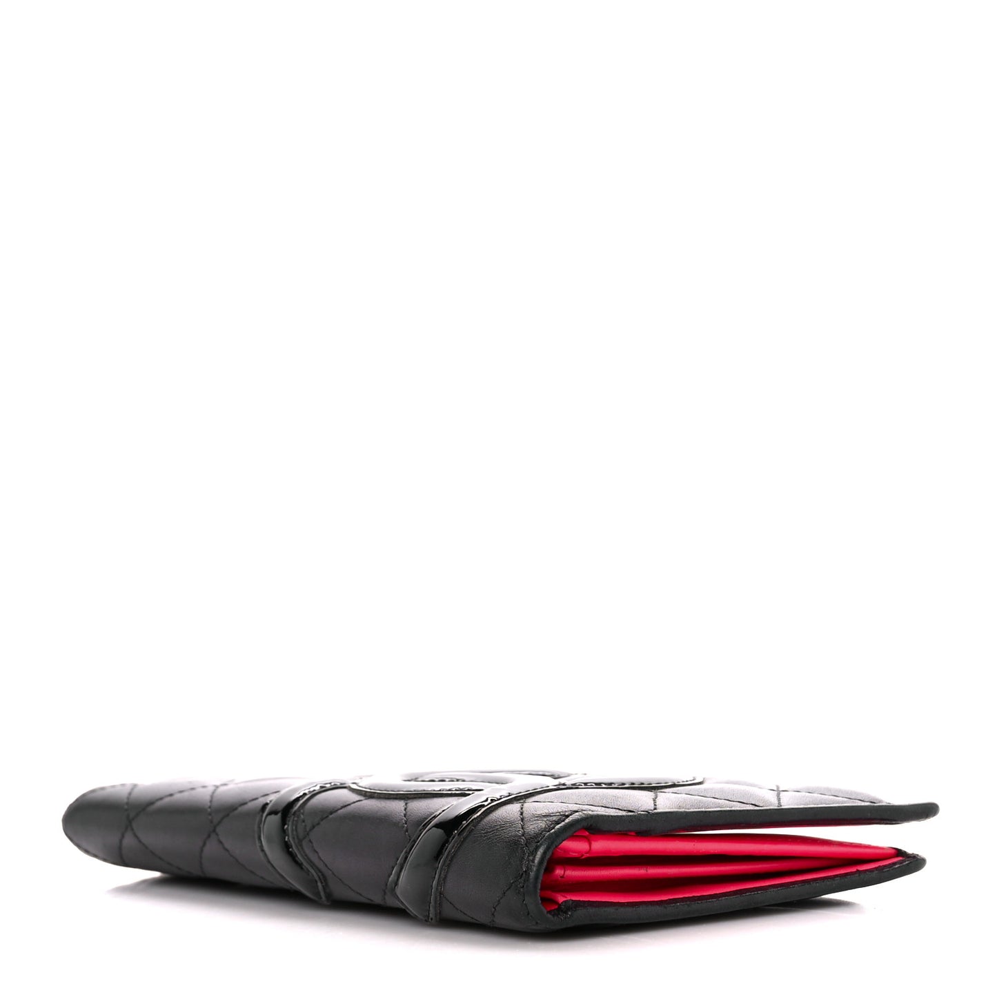 Calfskin Quilted Cambon Yen Wallet Black