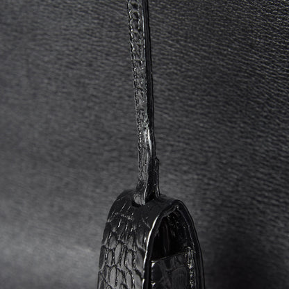 Saint Laurent Calfskin Crocodile Embossed Small Sac de Jour Black 10 of 10