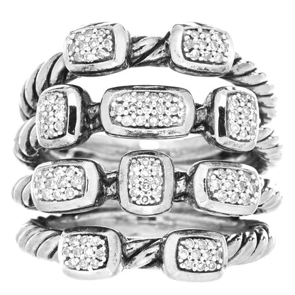 David Yurman Sterling Silver Diamond Confetti 4 Row Ring 49 4.75 1 of 4