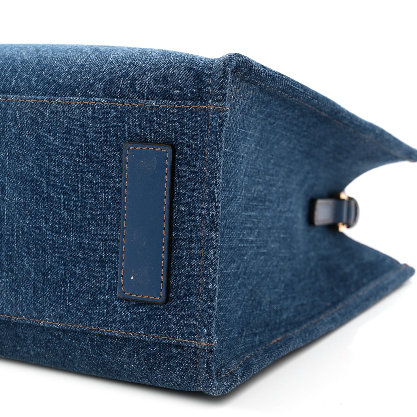 Denim Calfskin La Medusa Small Tote Bag Blue
