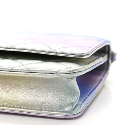Chanel Gradient Metallic Calfskin Quilted Wallet On Chain WOC Silver Blue Yellow Purple 9 of 9