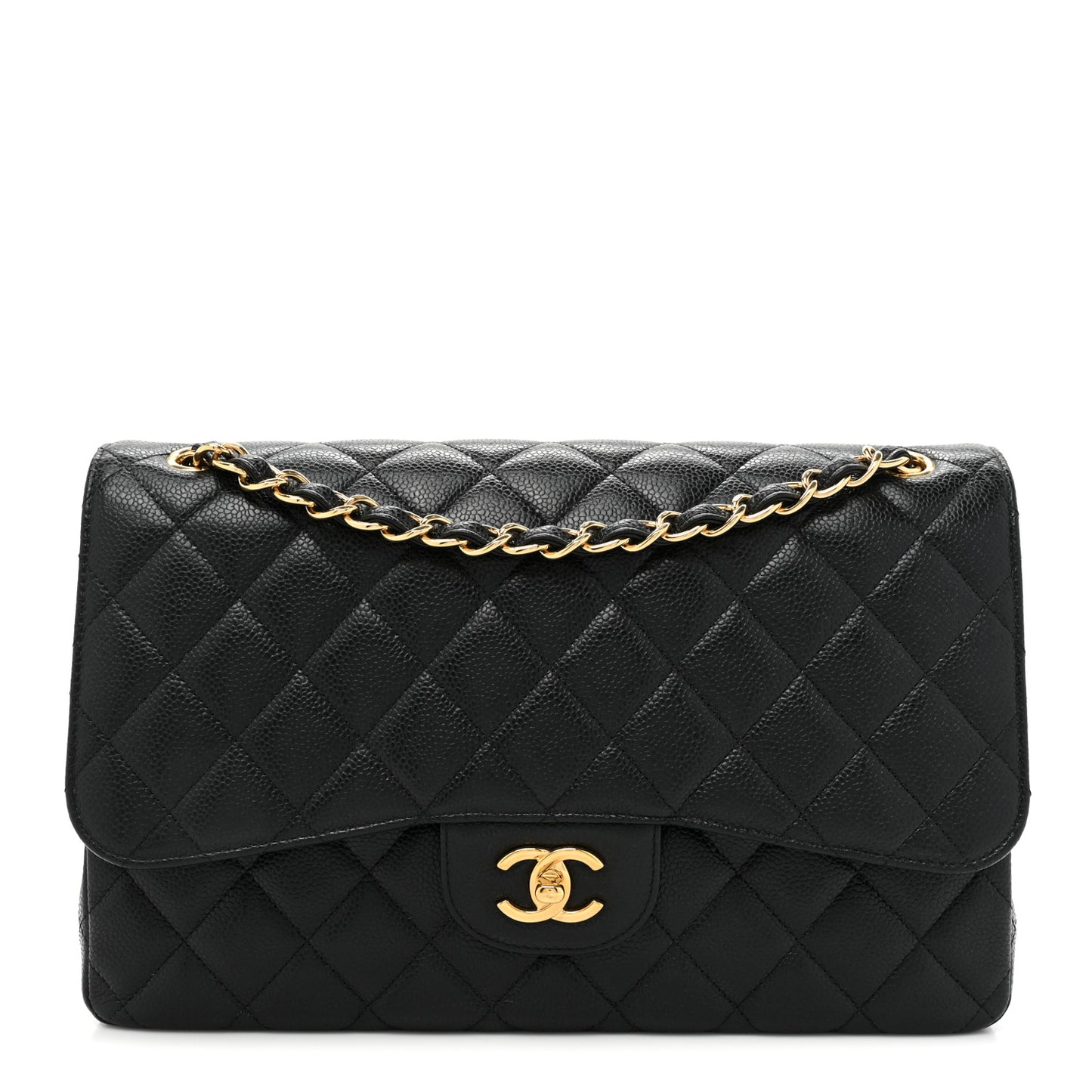 Caviar Quilted Jumbo Double Flap Black