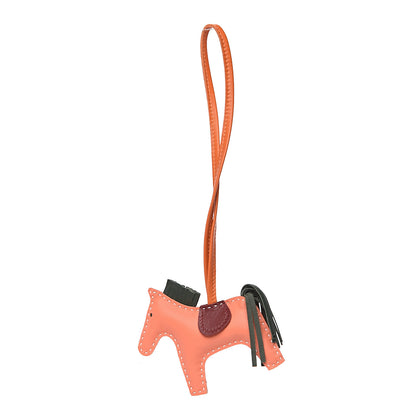 Hermes Milo Lambskin Grigri Rodeo Horse Bag Charm PM Crevette Vert Anglais Rouge H Orange 1 of 4
