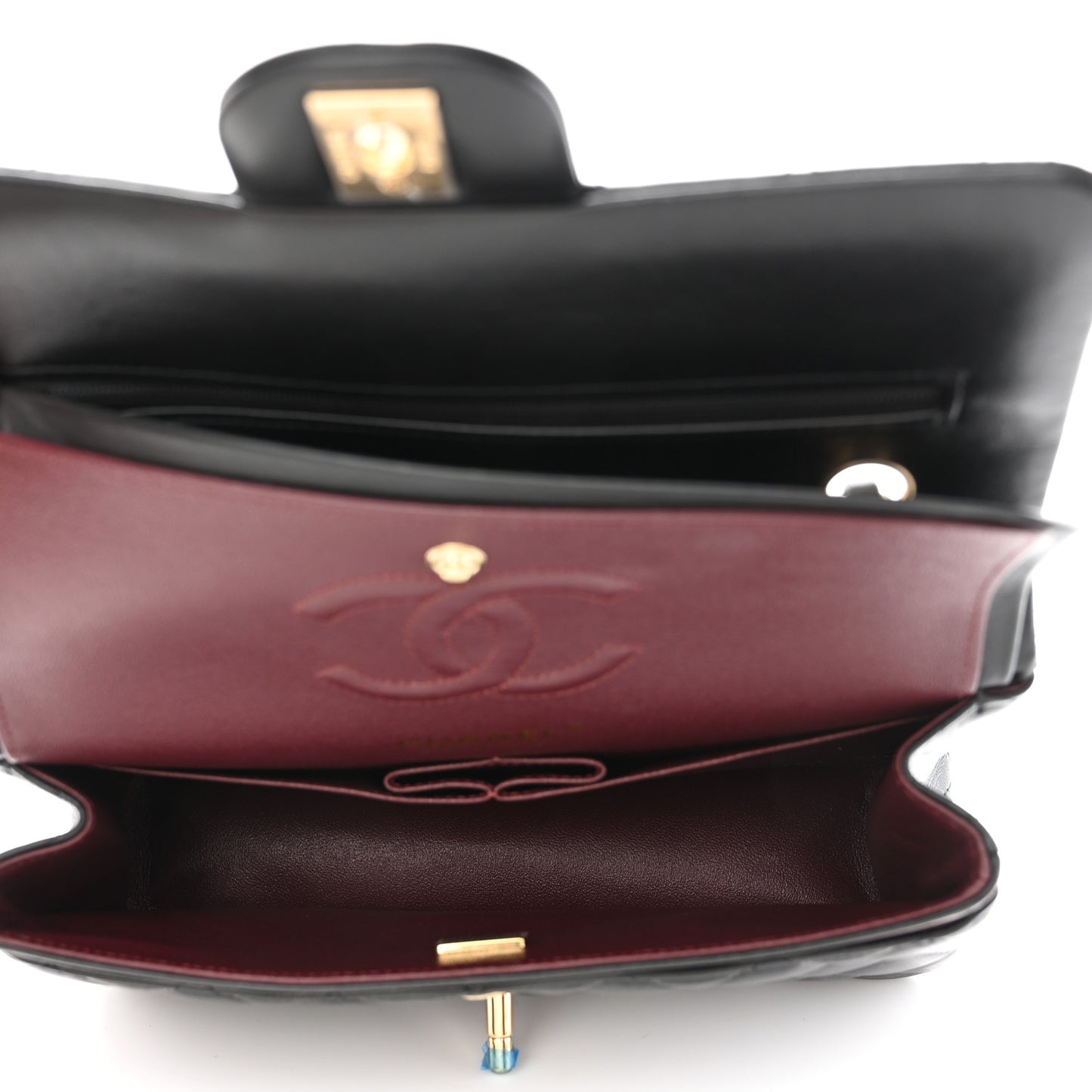 Lambskin Quilted Small Double Flap Black