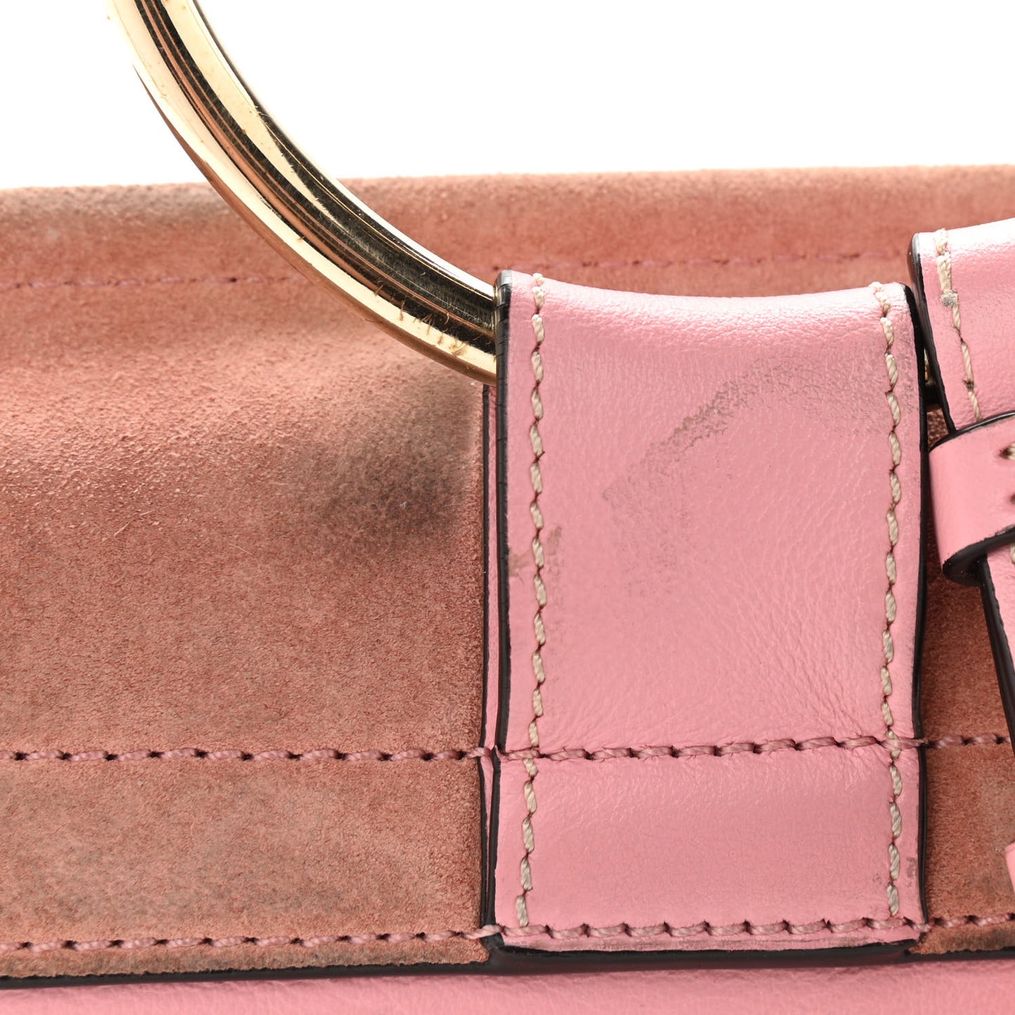 Suede Calfskin Mini Faye Bracelet Bag Washed Pink