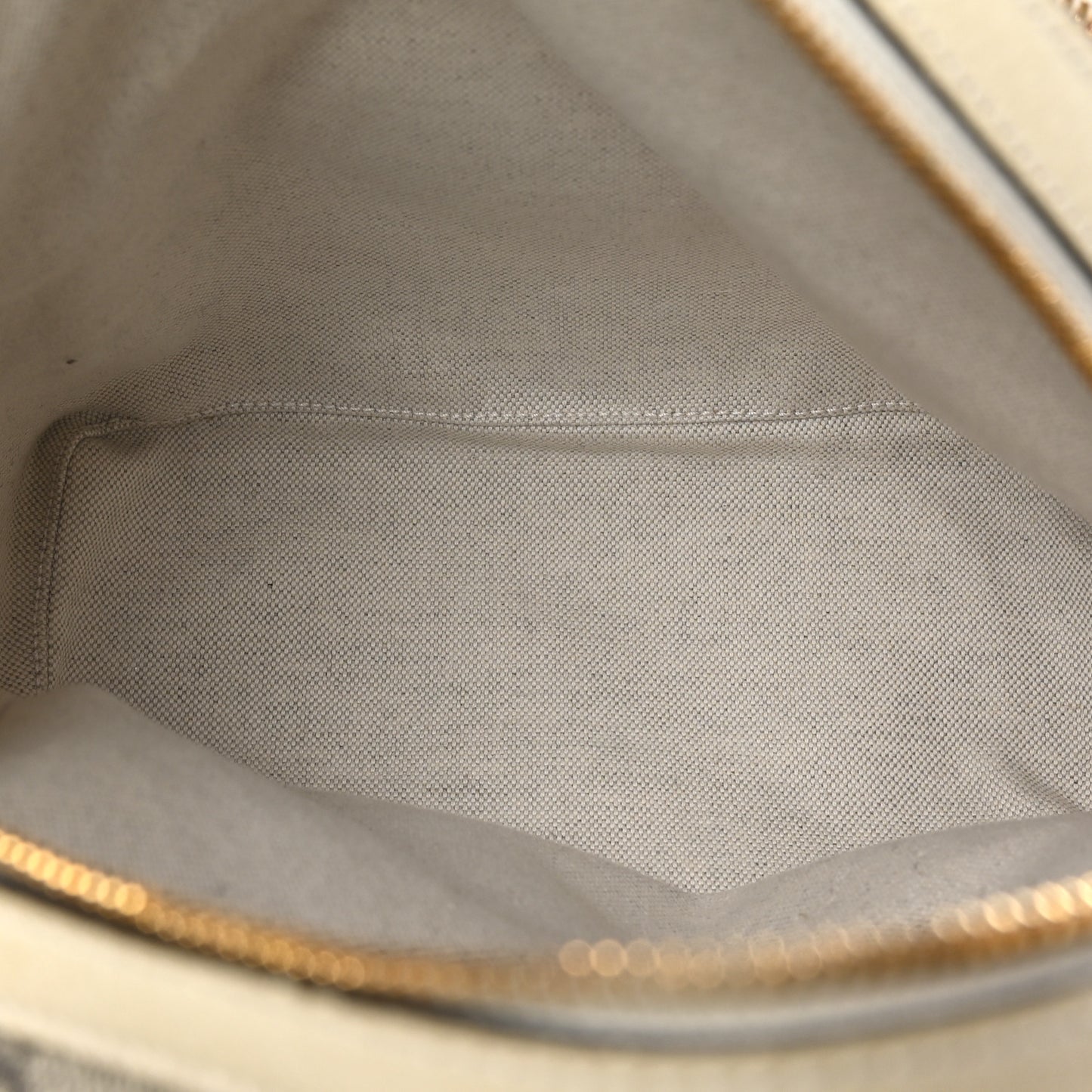 GG Supreme Monogram Textured Calfskin Web Small Ophidia Day Backpack Beige Ebony Mystic White