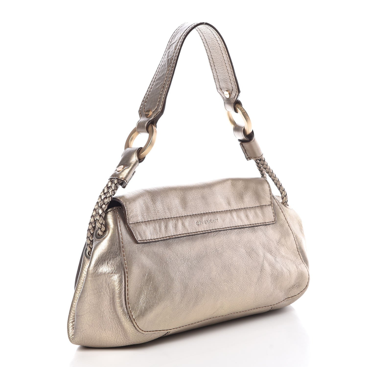 Givenchy Metallic Lambskin Logo Embossed Flap Bag Gold 5 of 15