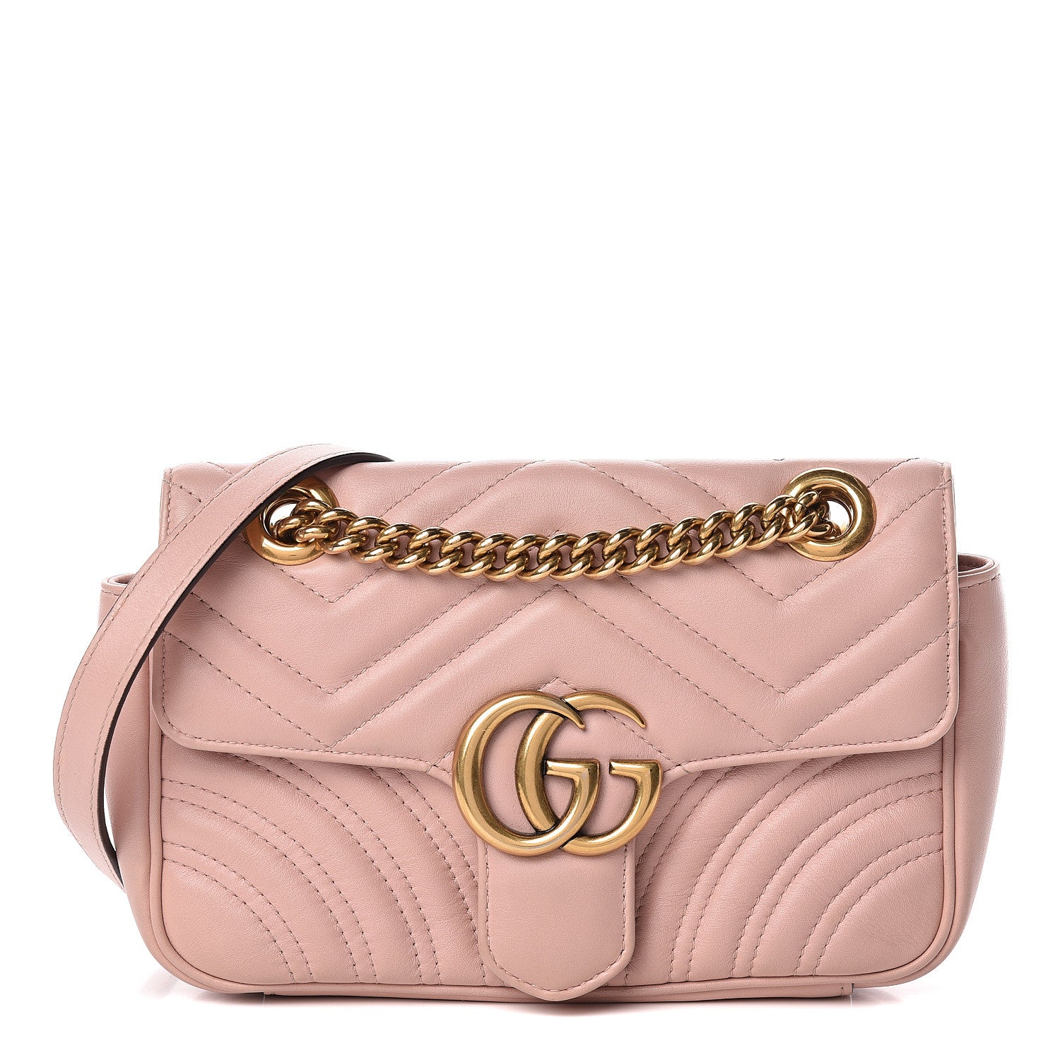 Gucci Calfskin Matelasse Mini GG Marmont Shoulder Bag Perfect Pink 1 of 12