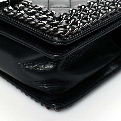 Chanel Glazed Calfskin Quilted Small Boy Chained Flap Black 9 of 10