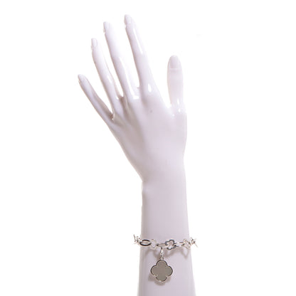 Van Cleef & Arpels 18K White Gold Mother of Pearl Byzantine Alhambra Charm Bracelet 2 of 8