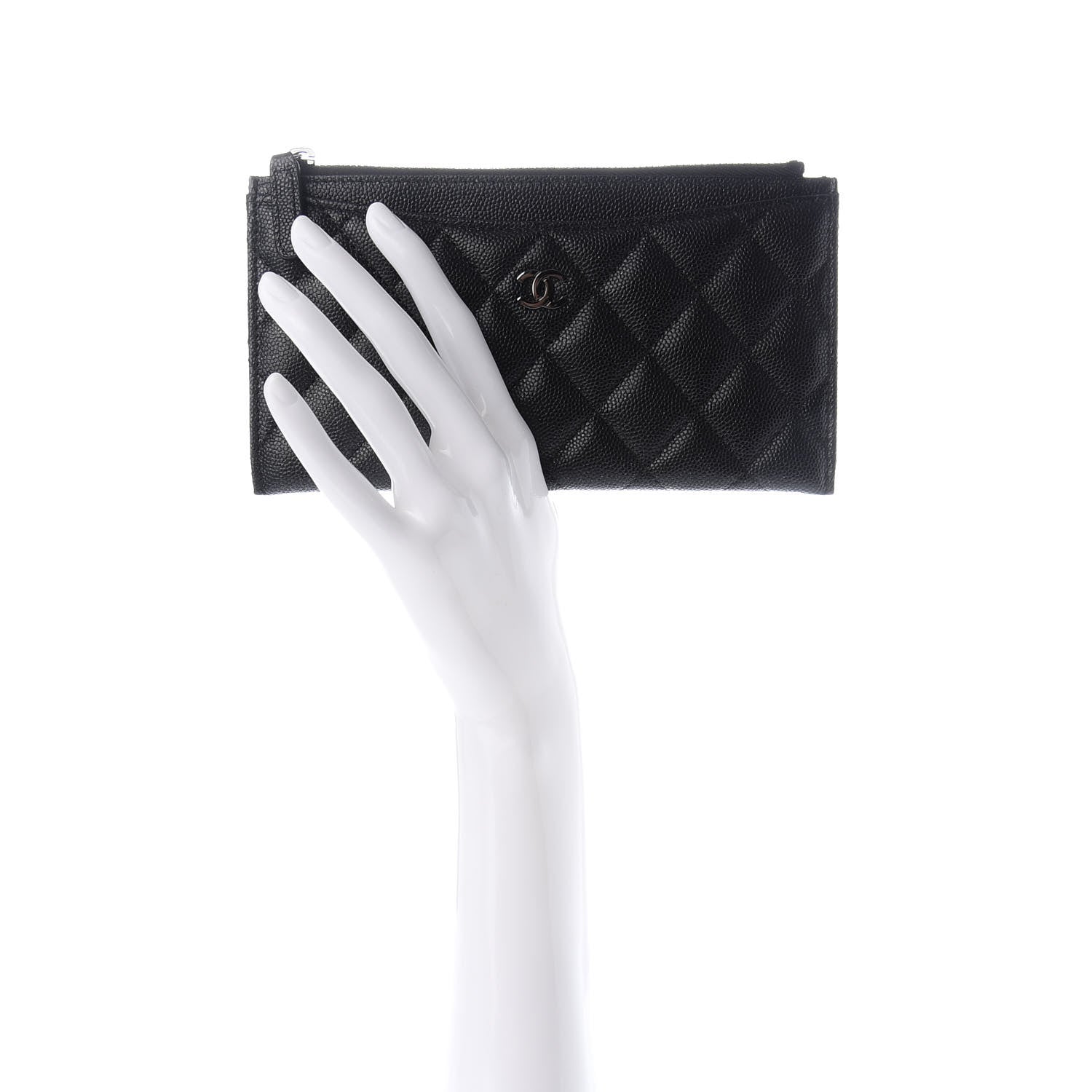 Chanel Iridescent Caviar Quilted Classic Zip Pouch Black 2 of 8
