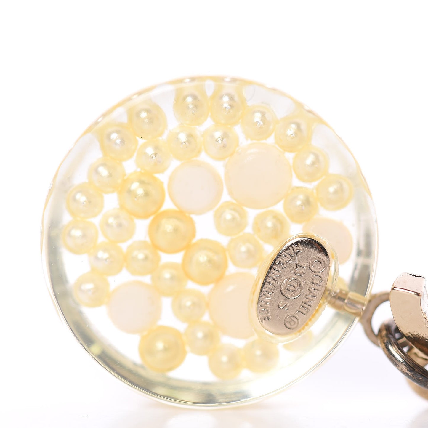 Pearl Resin CC Drop Earrings Gold