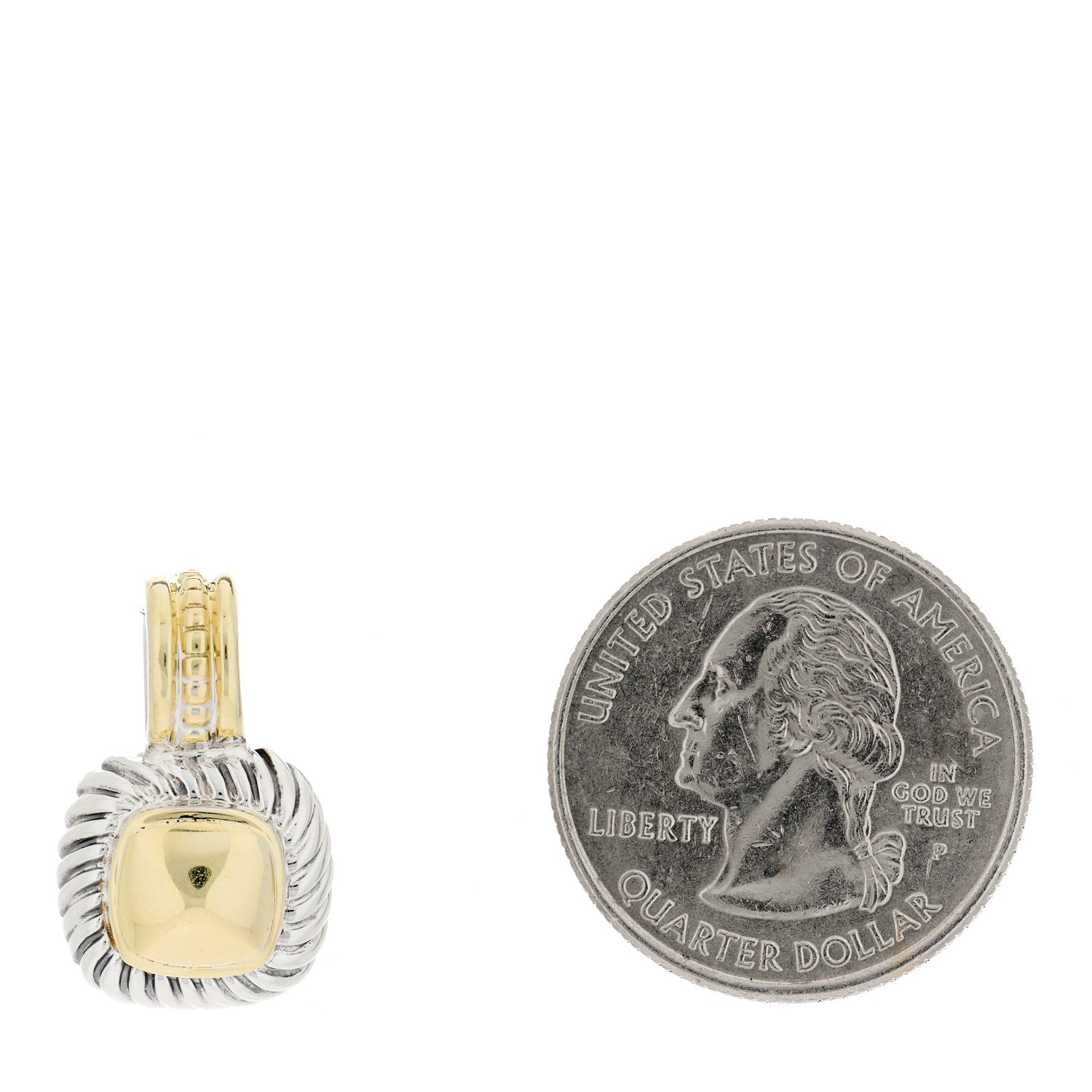 David Yurman Sterling Silver 14K Yellow Gold 7mm Albion Enhancer Pendant 2 of 4