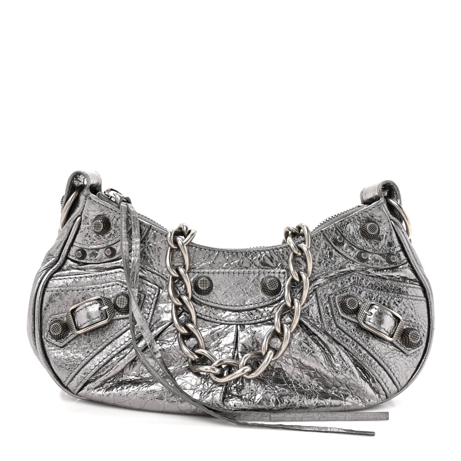 Balenciaga Metallic Agneau Arena Le Cagole Chain Shoulder Bag XS Silver 1 of 13