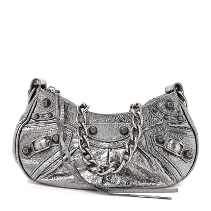 Balenciaga Metallic Agneau Arena Le Cagole Chain Shoulder Bag XS Silver 1 of 13