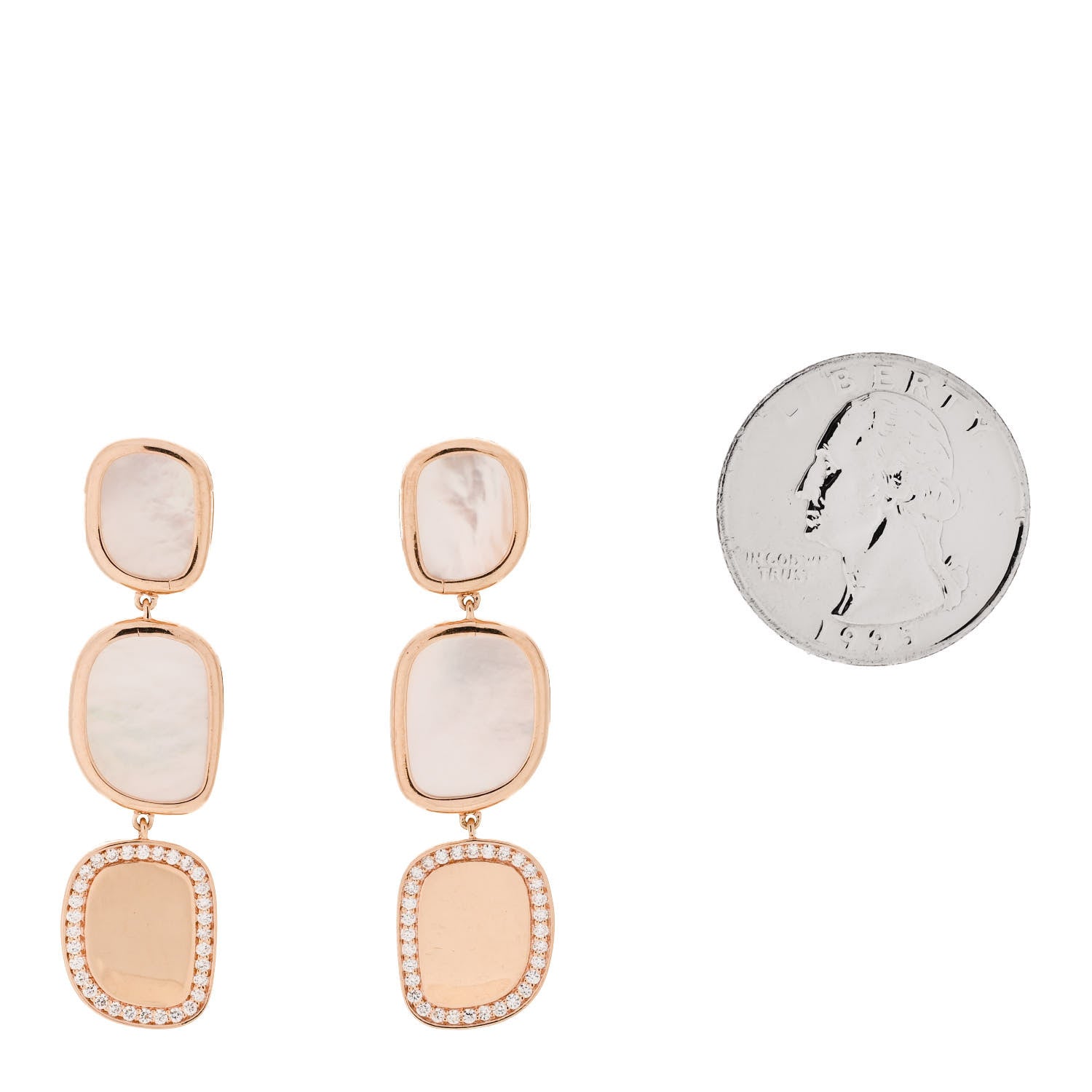 Roberto Coin 18K Rose Gold Diamond Mother of Pearl Disc Drop Earrings 2 of 4