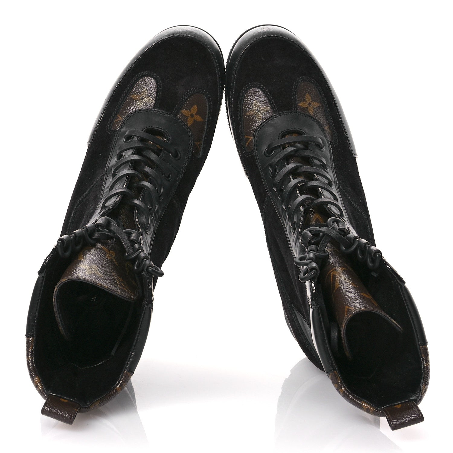 Louis Vuitton Suede Calfskin Monogram Laureate Platform Desert Boots 39.5 Black 2 of 9