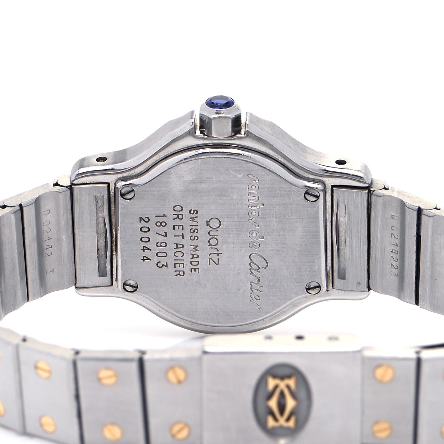 Stainless Steel 18K Yellow Gold 25mm Santos Octagon Quartz Watch