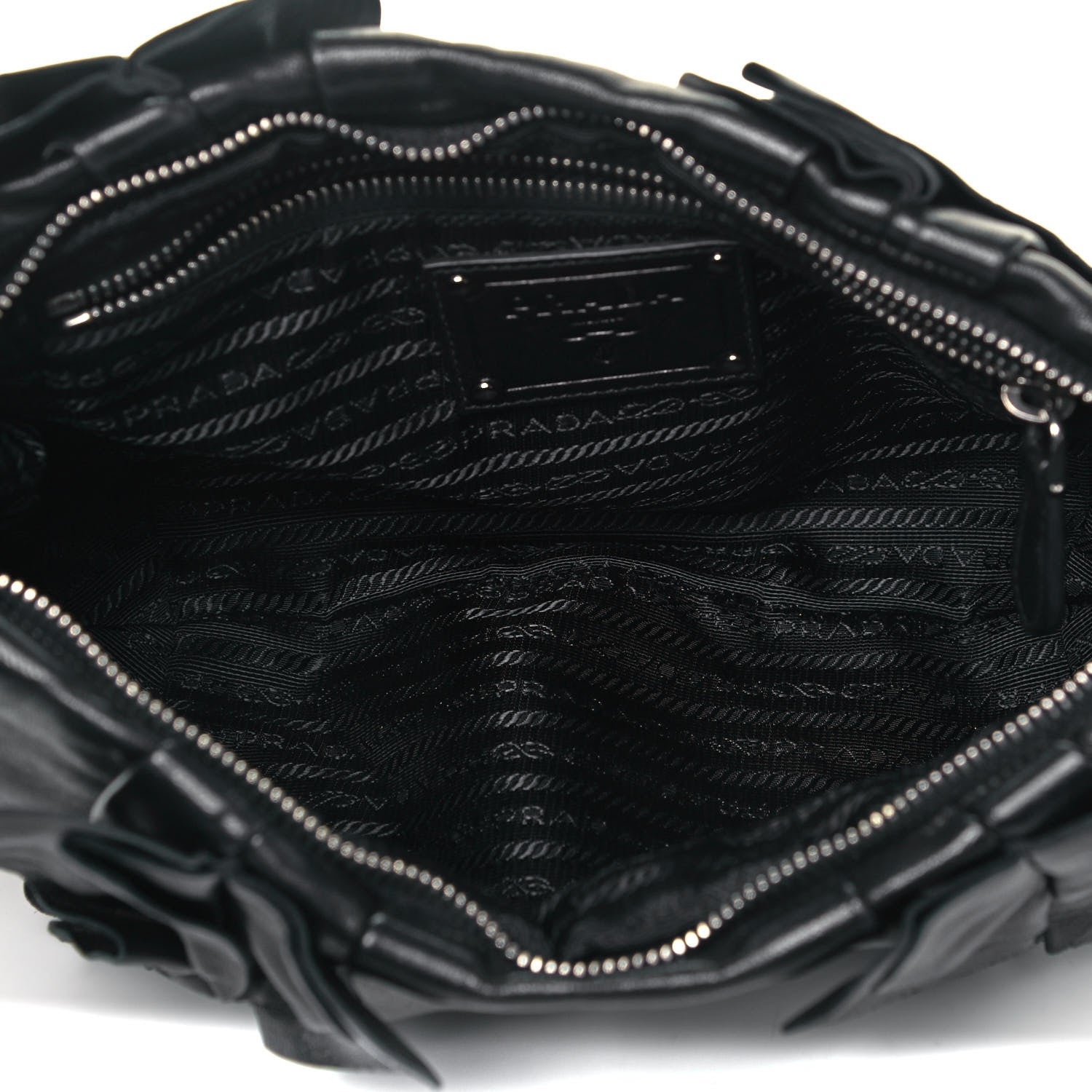 Prada Nappa Ruffle Pochette Bag Black 5 of 9