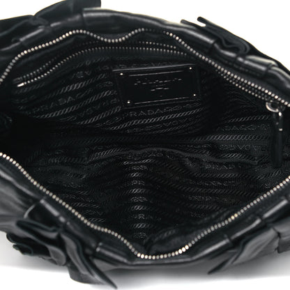 Prada Nappa Ruffle Pochette Bag Black 5 of 9
