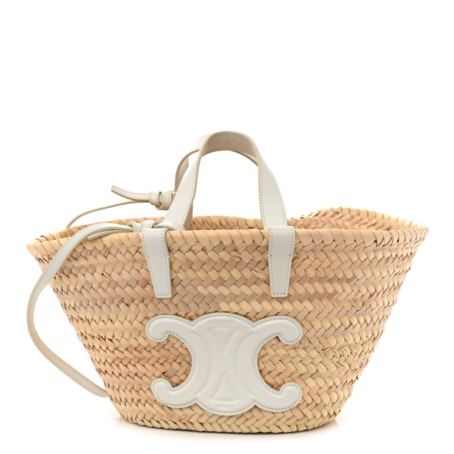 Celine Raffia Calfskin Triomphe Teen Panier White 1 of 8