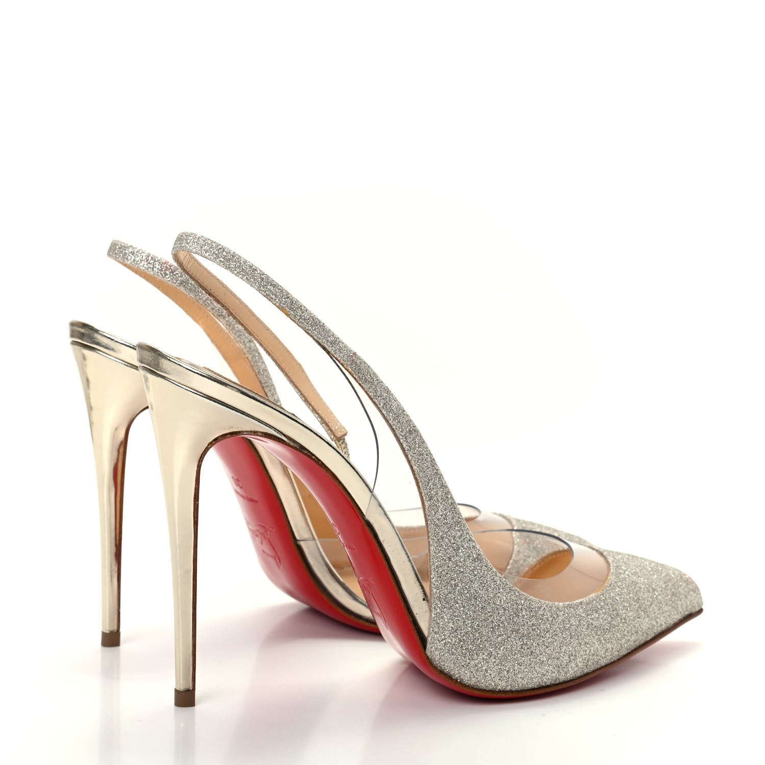 Christian Louboutin Mini Glitter PVC Specchio Optisexy 100 Pumps 38 Ivory Light Gold 4 of 10