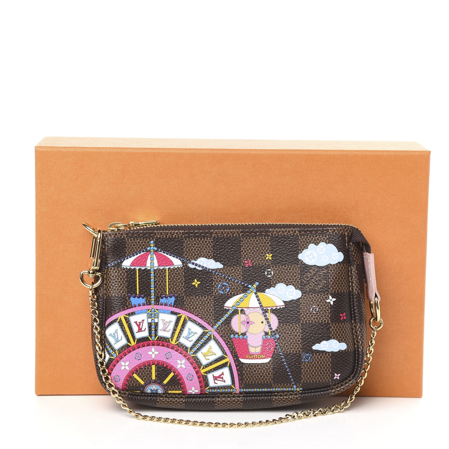 Damier Ebene 2020 Christmas Animation Big Wheel Mini Pochette Accessories Rose Ballerine