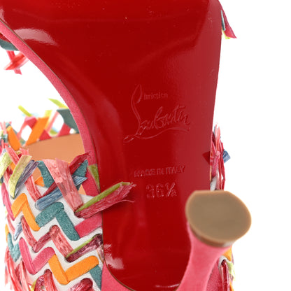 Christian Louboutin Nappa Velvet Suede Raffia Meroine 85 Sandals 36.5 Multicolor 6 of 8