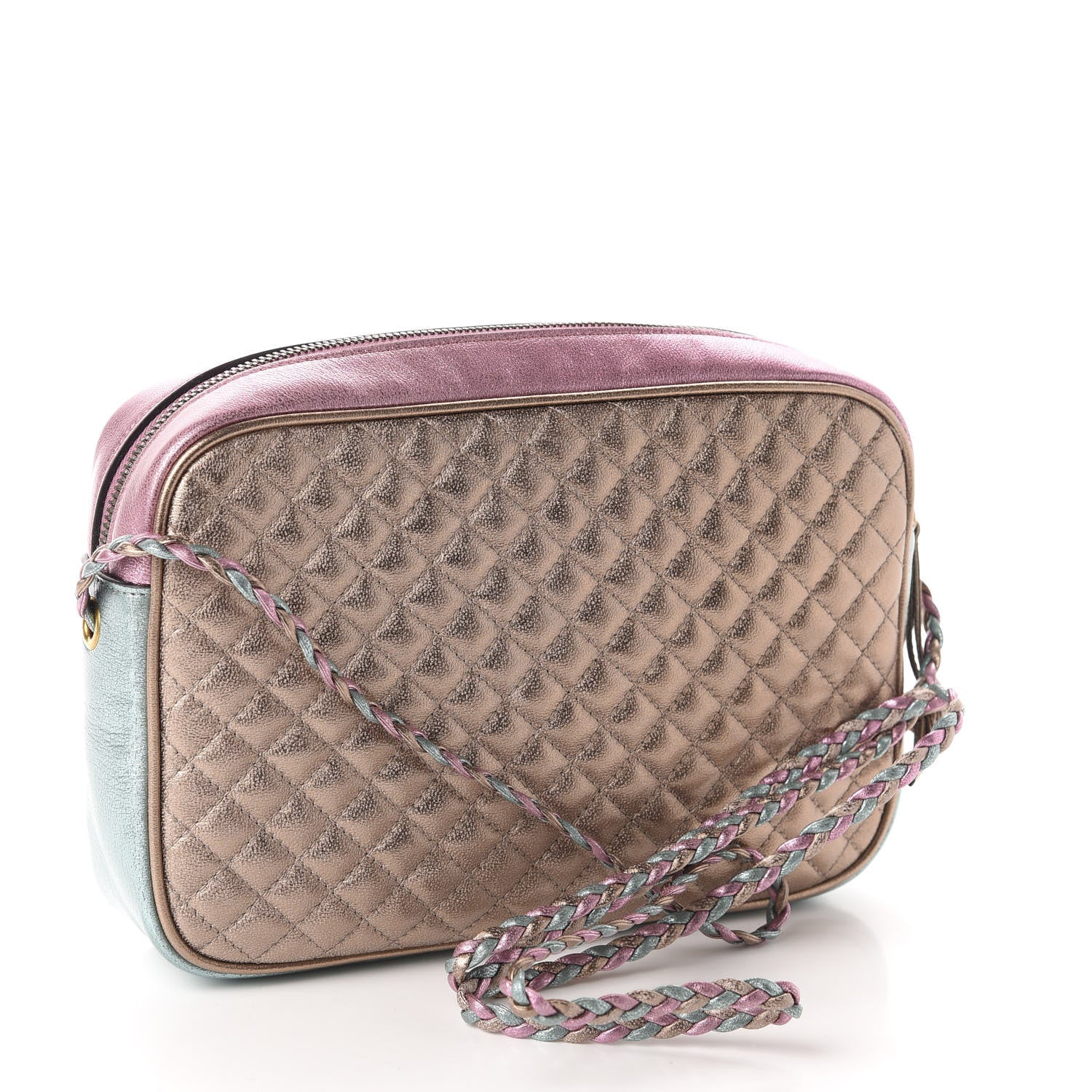 Gucci Laminated Nappa Trapuntata Small Zumi Shoulder Bag Rosa Lago Rame 3 of 10
