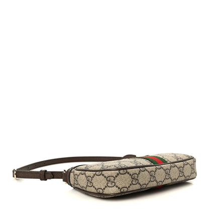 Gucci GG Supreme Monogram Textured Dollar Calfskin Web Mini Ophidia Shoulder Bag Beige Ebony New Acero 4 of 11