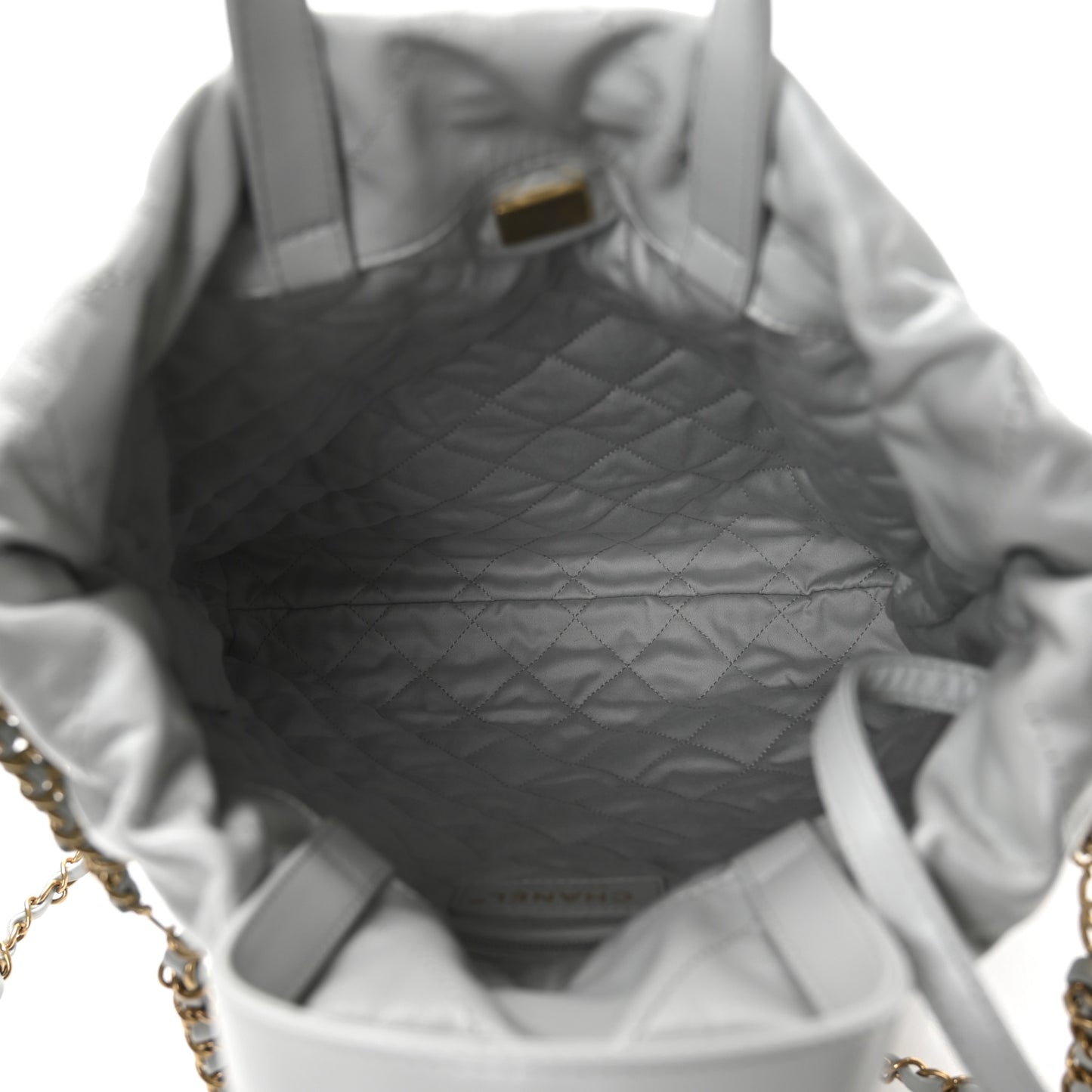 Shiny Calfskin Quilted Chanel 22 Backpack Light Blue
