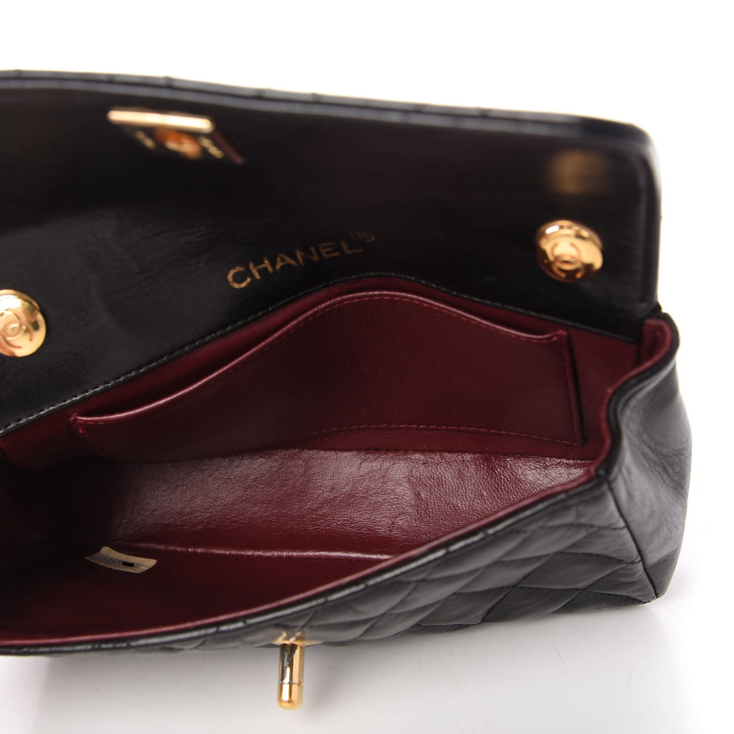 Lambskin Quilted Mini Rectangular Flap Bag Black