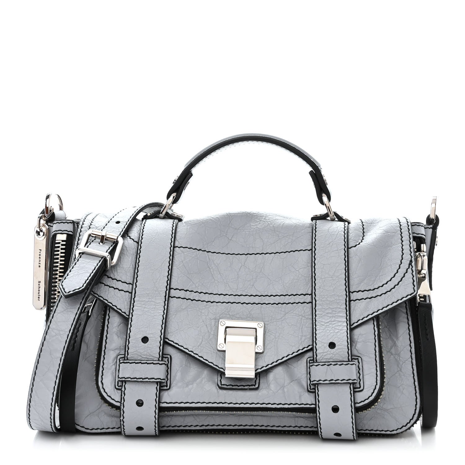 Proenza Schouler Paper Lambskin Tiny PS1 Plus Zip Satchel Dove Grey 1 of 11