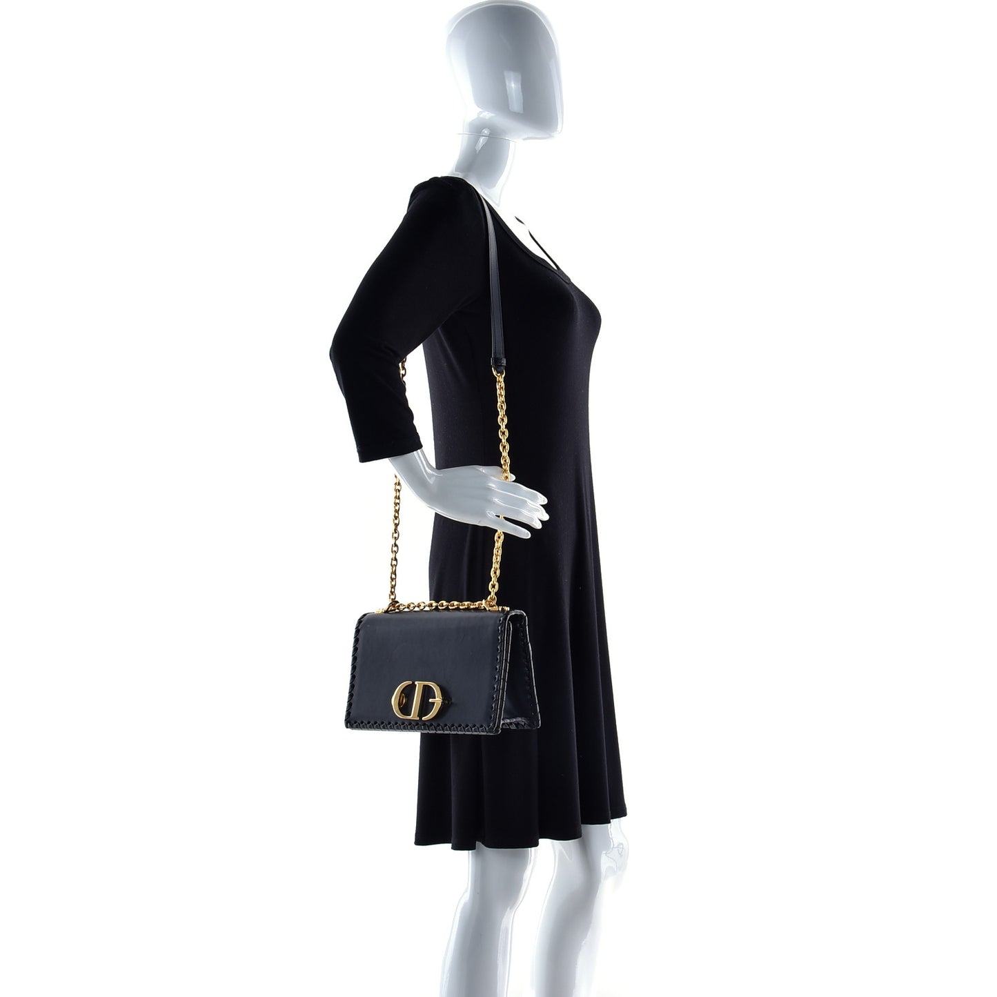 Calfskin Braided 30 Montaigne Chain Flap Bag Black