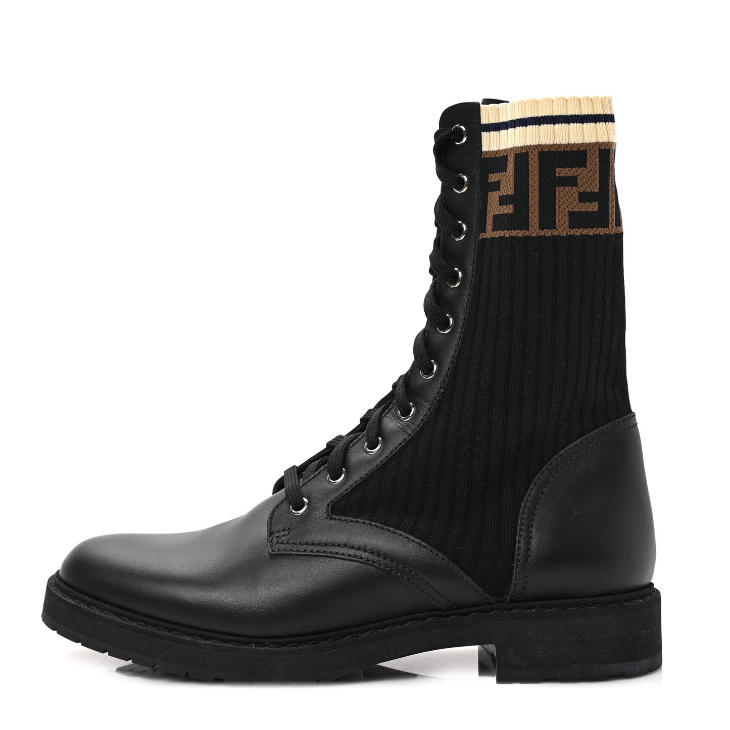 Calfskin Stretch Fabric Rockoko Biker Boots 41 Tobacco Black Marino