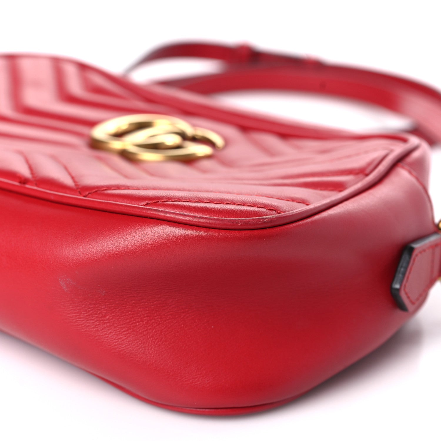 Gucci Calfskin Matelasse Small GG Marmont Chain Shoulder Bag Hibiscus Red 8 of 8