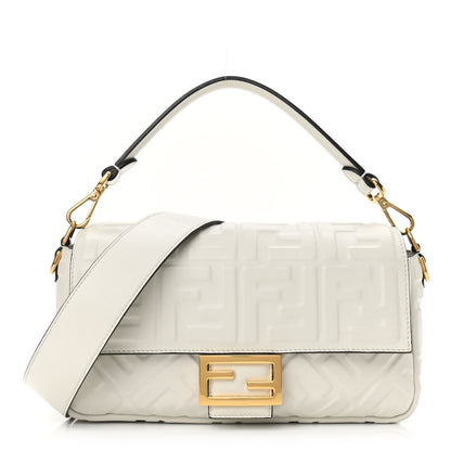 Fendi Nappa FF 1974 Embossed Baguette White 1 of 10