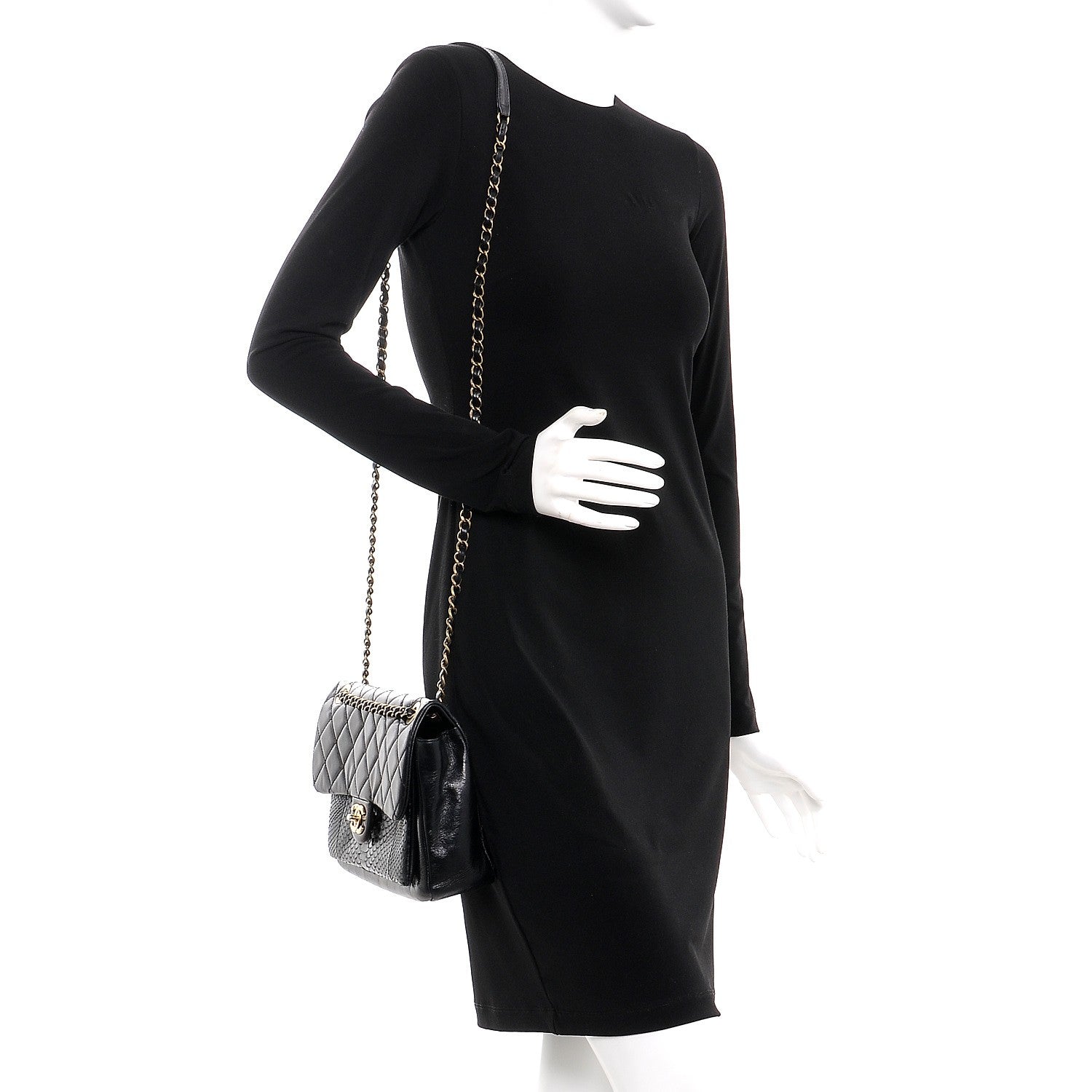 Chanel Calfskin Python Urban Mix Flap Black 2 of 12