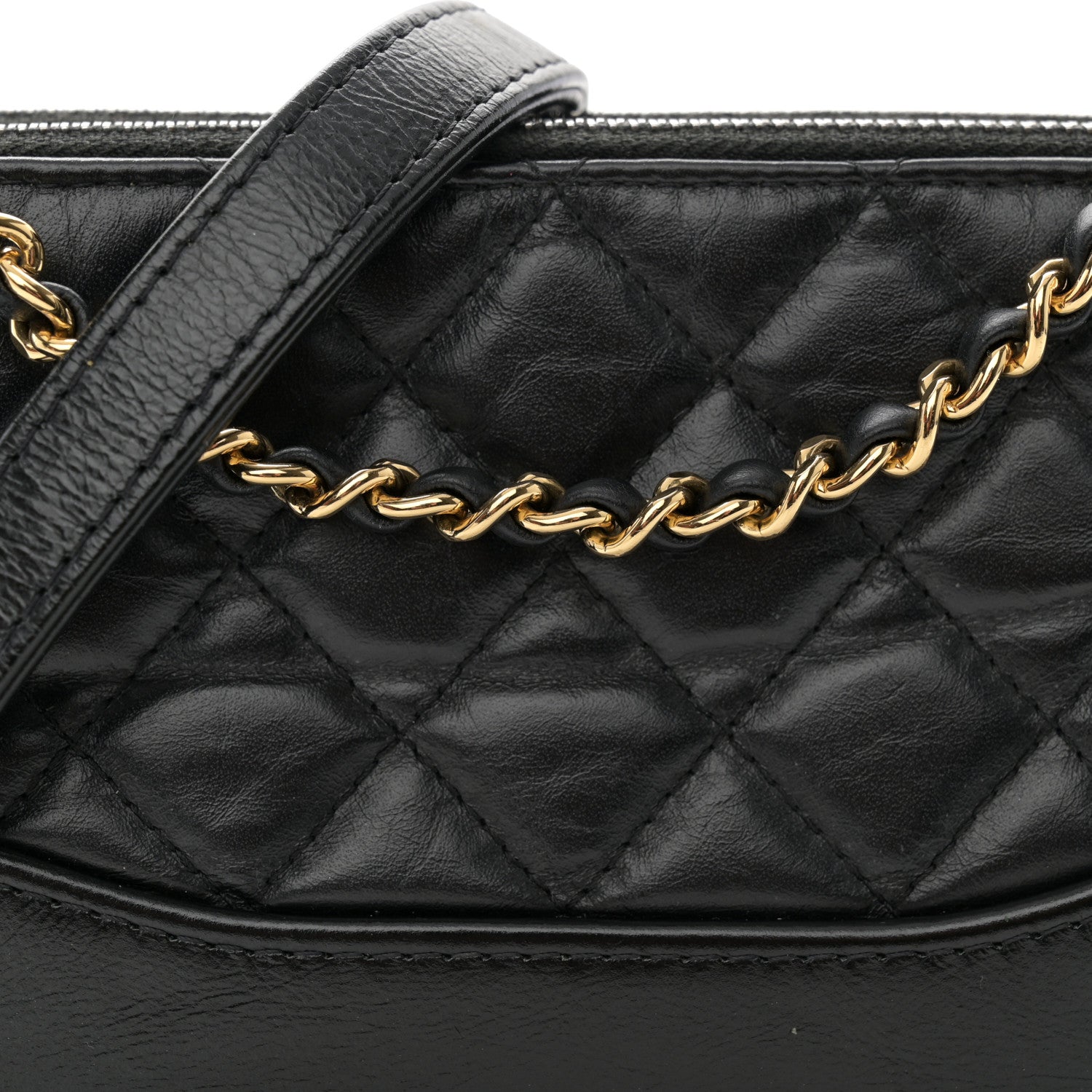 Chanel Aged Calfskin Quilted Small Gabrielle Clutch With Chain Black 13 of 15