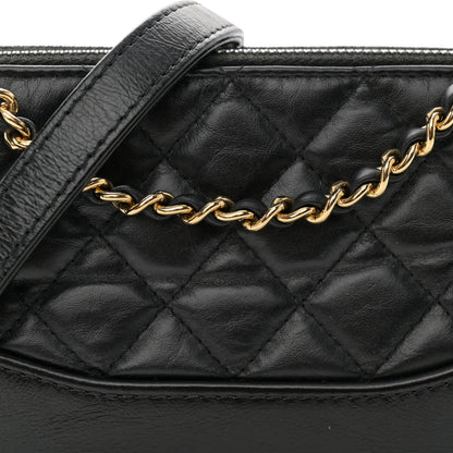 Chanel Aged Calfskin Quilted Small Gabrielle Clutch With Chain Black 13 of 15